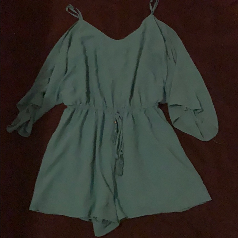 Teal Cold Shoulder Romper